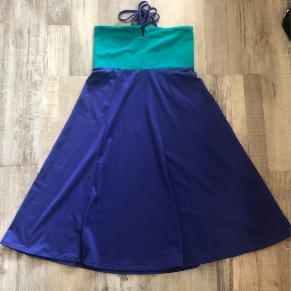 Prana Blue and Green Strapless Dress